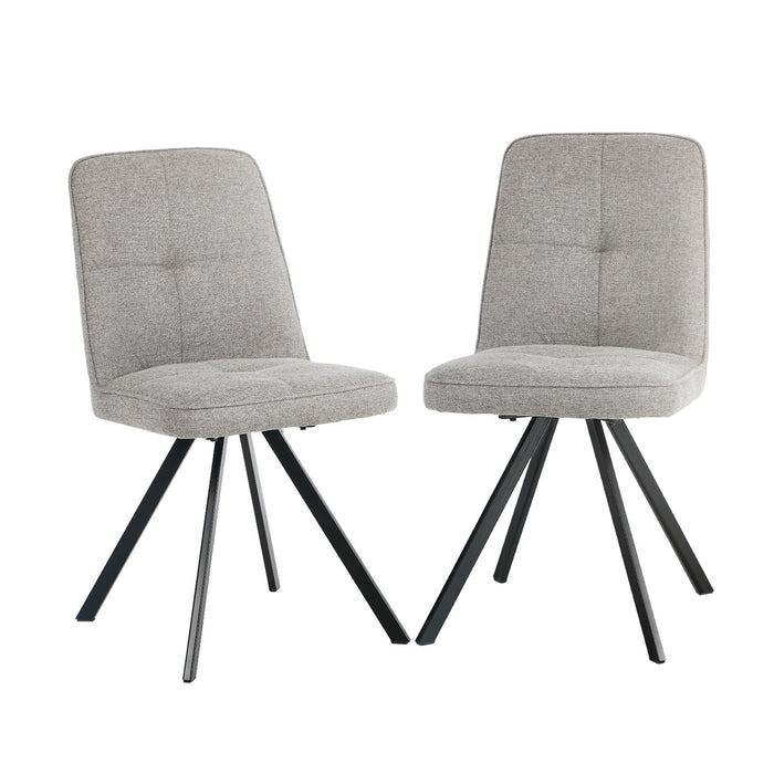 2X Dining Chair Kitchen Seat Linen Fabric Accent Chair Grey