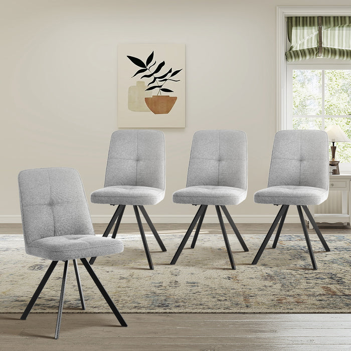 4X Dining Chair Kitchen Seat Linen Fabric Accent Chair Grey