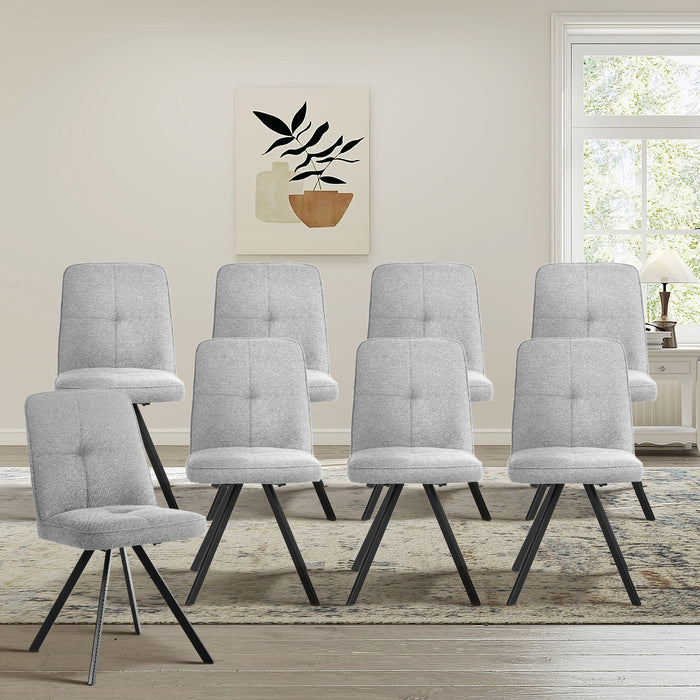 8X Dining Chair Kitchen Seat Linen Fabric Accent Chair Grey