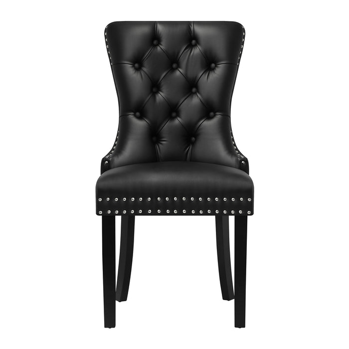 2 Pack Dining Chairs Upholstered French Provincial Tufted Pu Leather Black