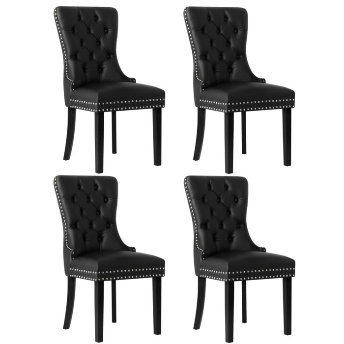 4 x Dining Chairs Upholstered French Provincial Tufted Pu Leather Black