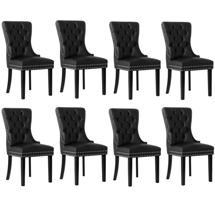 8 x Dining Chairs Upholstered French Provincial Tufted Pu Leather Black