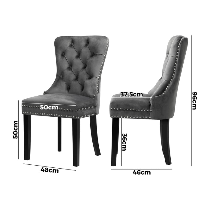 2X Velvet Dining Chairs Upholstered French Provincial Tufted