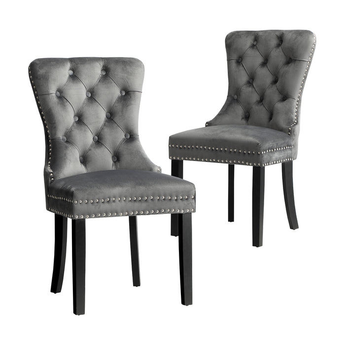 2X Velvet Dining Chairs Upholstered French Provincial Tufted Grey