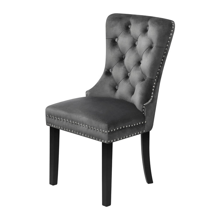 Velvet Dining Chairs Upholstered French Provincial Tufted Grey