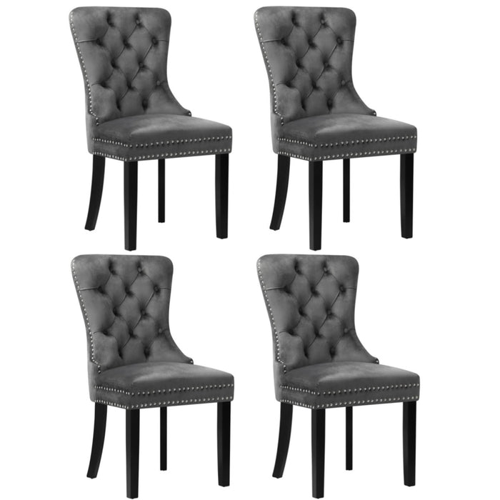 Velvet Dining Chairs Upholstered French Provincial Tufted Grey