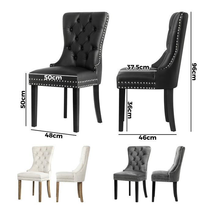 2X Velvet / Pu Leather Dining Chairs Upholstered French Provincial Tufted