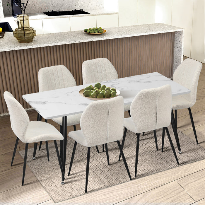 Dining Chairs Kitchen Lounge Padded Seat Armless Boucle White