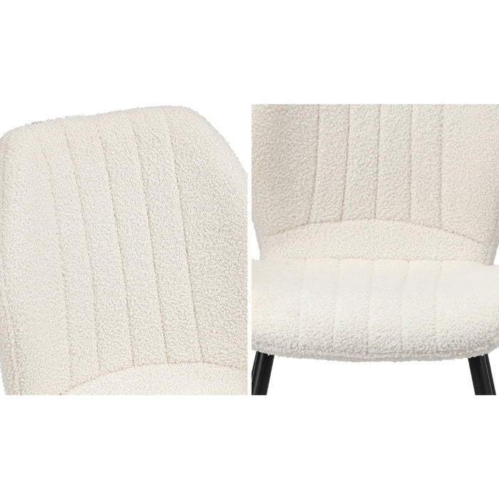 Dining Chairs Kitchen Lounge Padded Seat Armless Boucle White