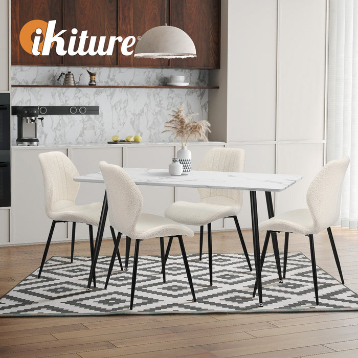 Dining Chairs Kitchen Lounge Padded Seat Armless Boucle White