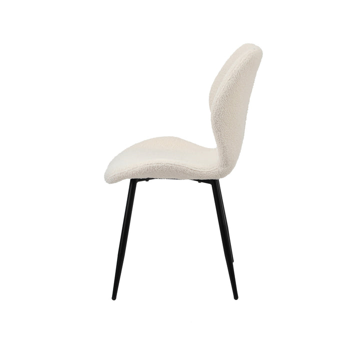 Dining Chairs Kitchen Lounge Padded Seat Armless Boucle White