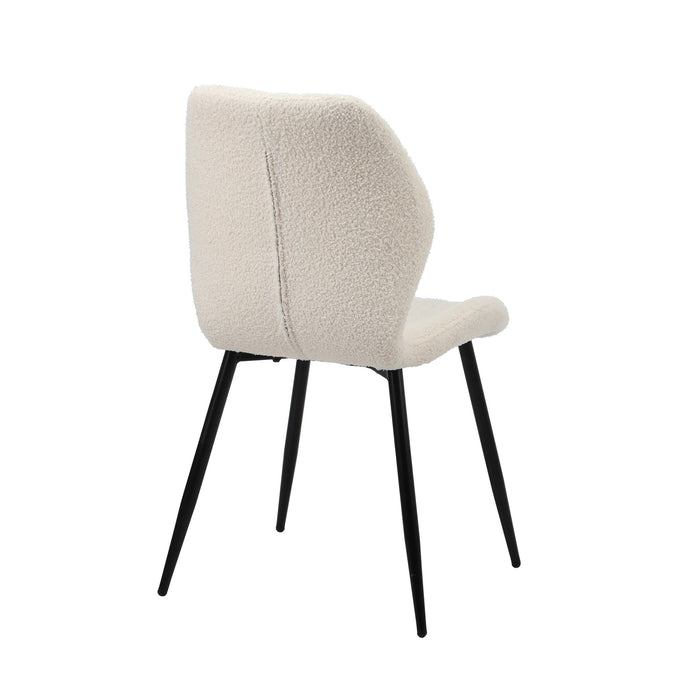 Dining Chairs Kitchen Lounge Padded Seat Armless Boucle White