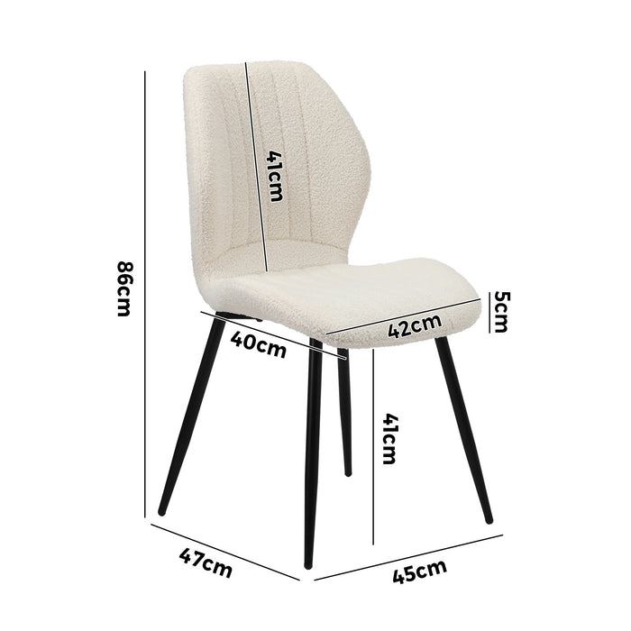 Dining Chairs Kitchen Lounge Padded Seat Armless Boucle White