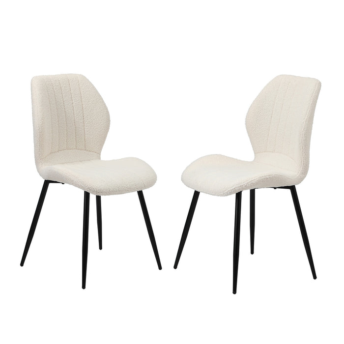 Dining Chairs Kitchen Lounge Padded Seat Armless Boucle White
