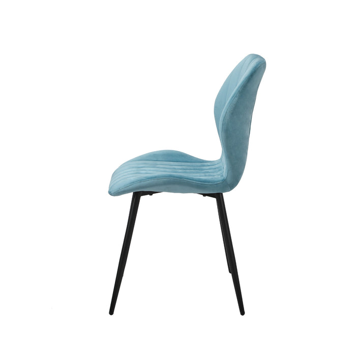 Dining Chairs Kitchen Lounge Padded Seat Armless Velvet Blue