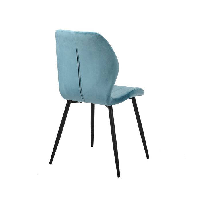 Dining Chairs Kitchen Lounge Padded Seat Armless Velvet Blue