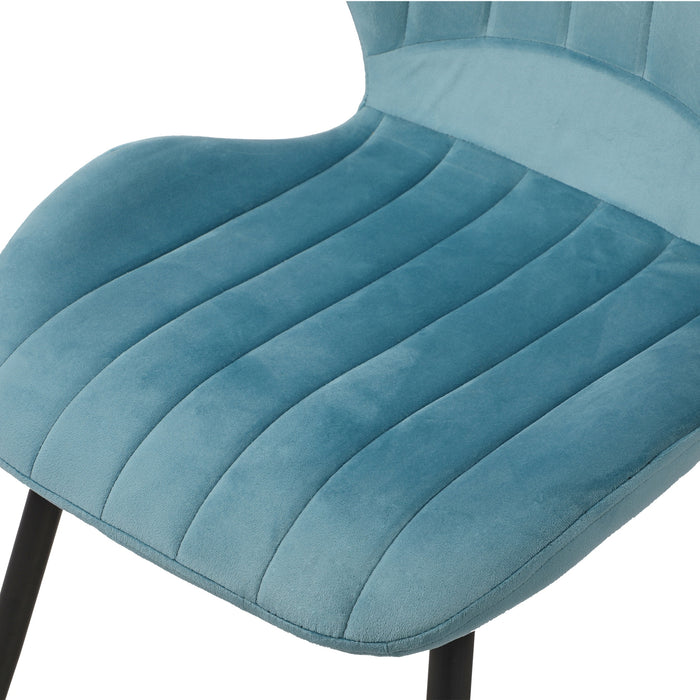 Dining Chairs Kitchen Lounge Padded Seat Armless Velvet Blue