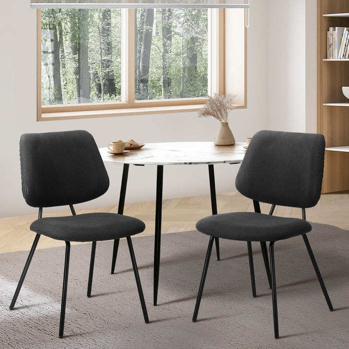 2X Dining Chair Vintage Retro Polyester Kitchen Padded Lounge Dark Grey