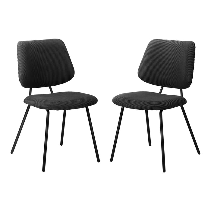 2X Dining Chair Vintage Retro Polyester Kitchen Padded Lounge Dark Grey