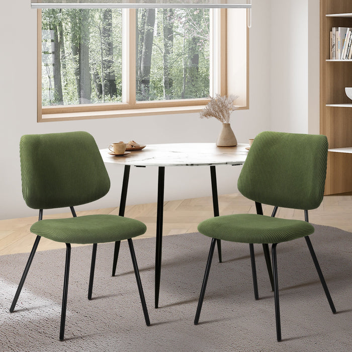 2X Dining Chair Vintage Retro Polyester Kitchen Padded Lounge Green