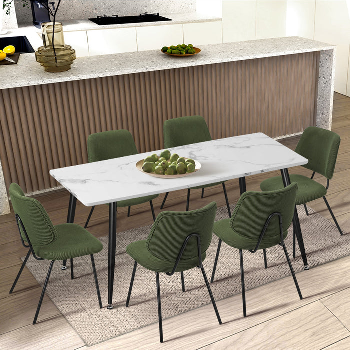 2X Dining Chair Vintage Retro Polyester Kitchen Padded Lounge Green