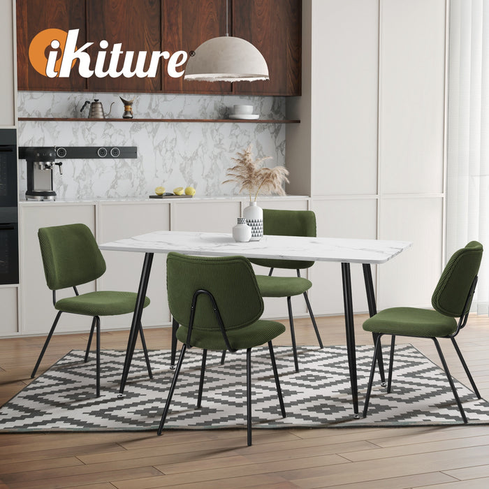 2X Dining Chair Vintage Retro Polyester Kitchen Padded Lounge Green