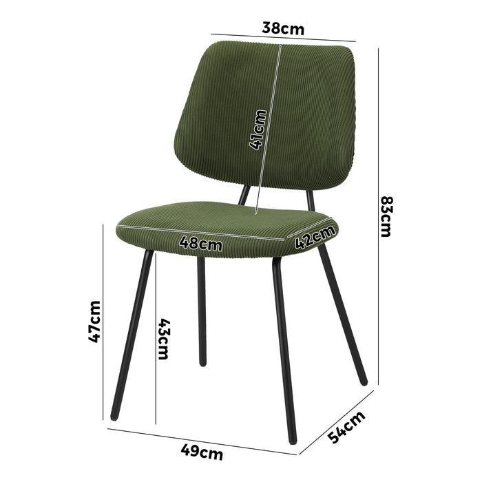 2X Dining Chair Vintage Retro Polyester Kitchen Padded Lounge Green
