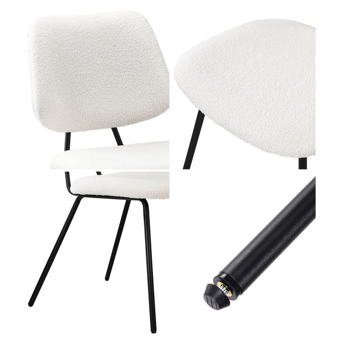 2X Dining Chair Vintage Retro Sherpa Kitchen Padded Lounge White