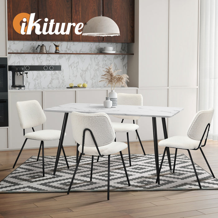 2X Dining Chair Vintage Retro Sherpa Kitchen Padded Lounge White