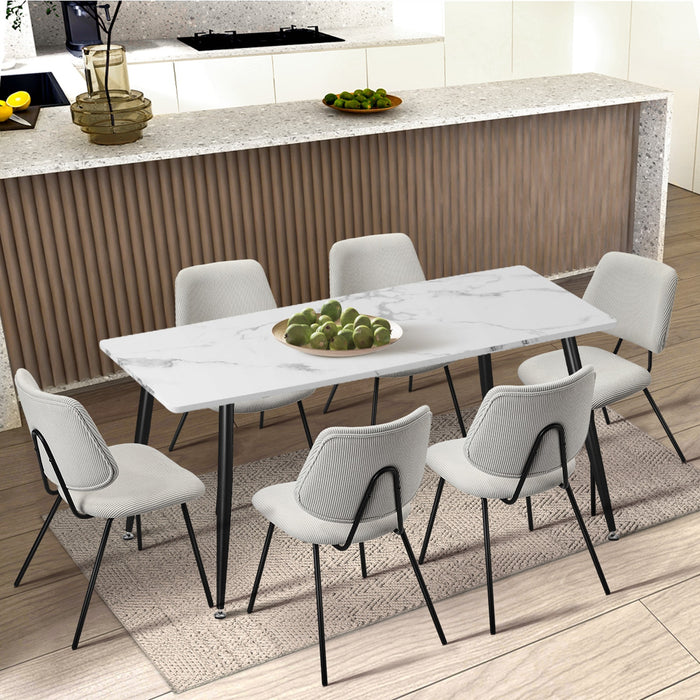 Dining Chair Vintage Retro Polyester Kitchen Padded Lounge White