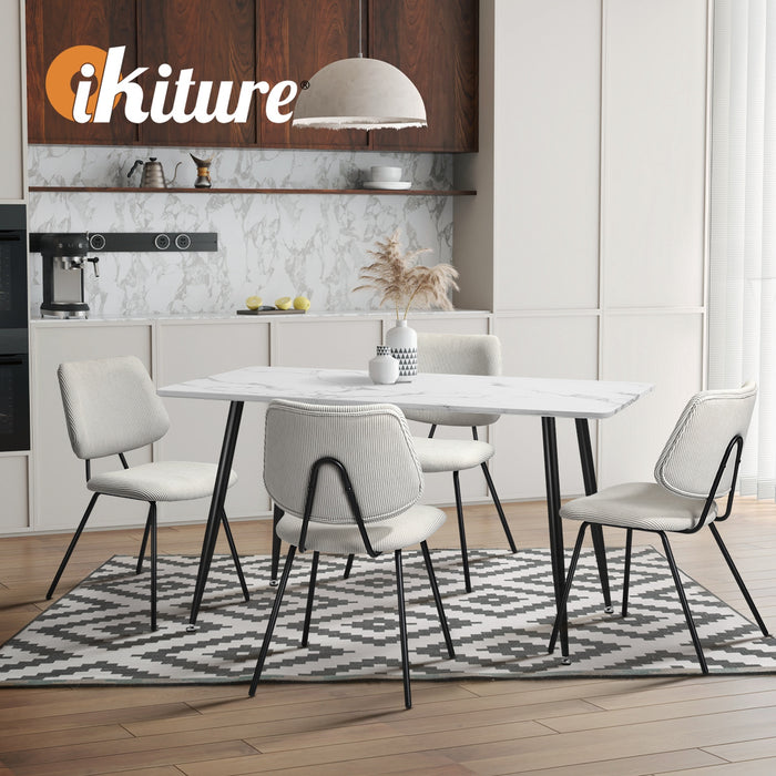 Dining Chair Vintage Retro Polyester Kitchen Padded Lounge White