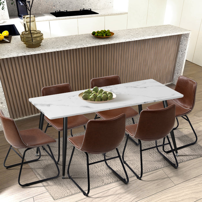 2X Dining Chairs Kitchen Table Chair Lounge Retro Padded Seat Pu Brown