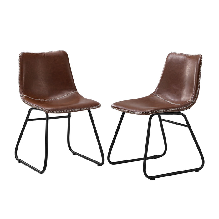 2X Dining Chairs Kitchen Table Chair Lounge Retro Padded Seat Pu Brown