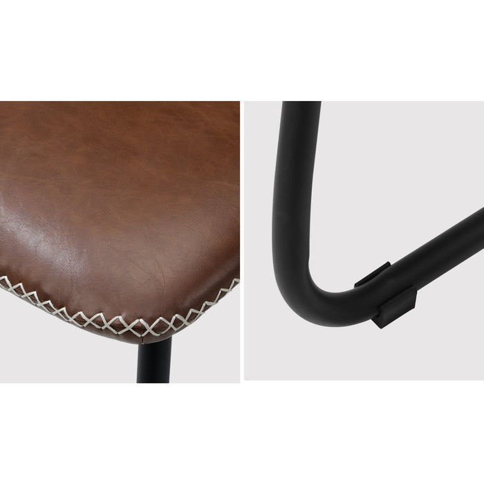 4X Dining Chairs Kitchen Table Chair Lounge Retro Padded Seat Pu Brown