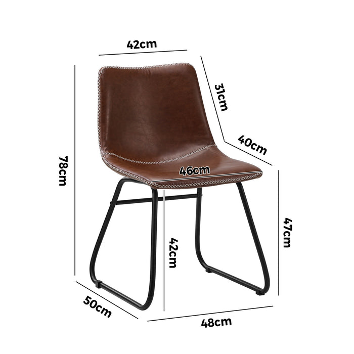 6X Dining Chairs Kitchen Table Chair Lounge Retro Padded Seat Pu Brown