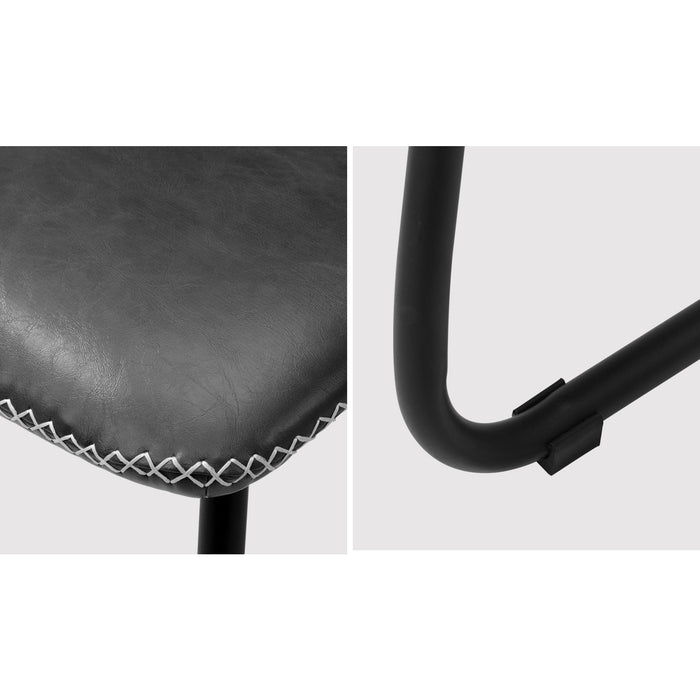 2X Dining Chairs Kitchen Table Chair Lounge Retro Padded Seat Pu Grey