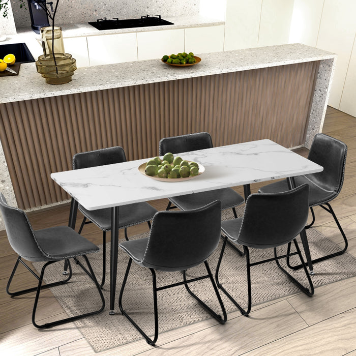 6X Dining Chairs Kitchen Table Chair Lounge Retro Padded Seat Pu Grey