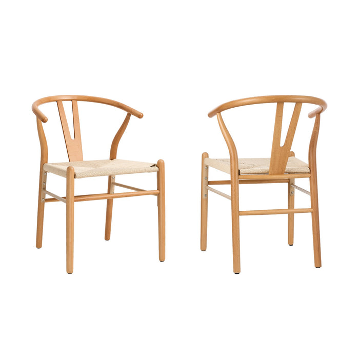 Set Of 2 Wooden Dining Chair Cafe Lounge Seat Wishbone Shaped Chair