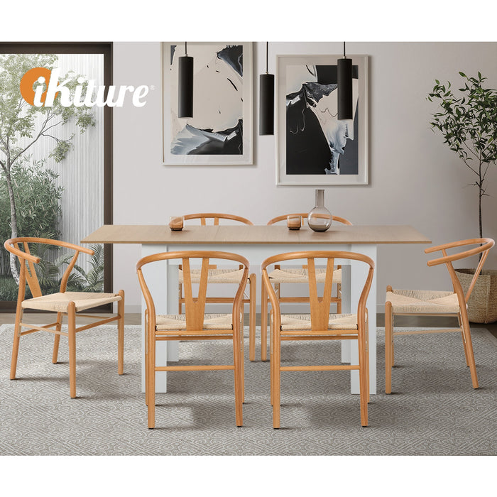 Set Of 4 Wooden Dining Chair Cafe Lounge Seat Wishbone Shaped Chair