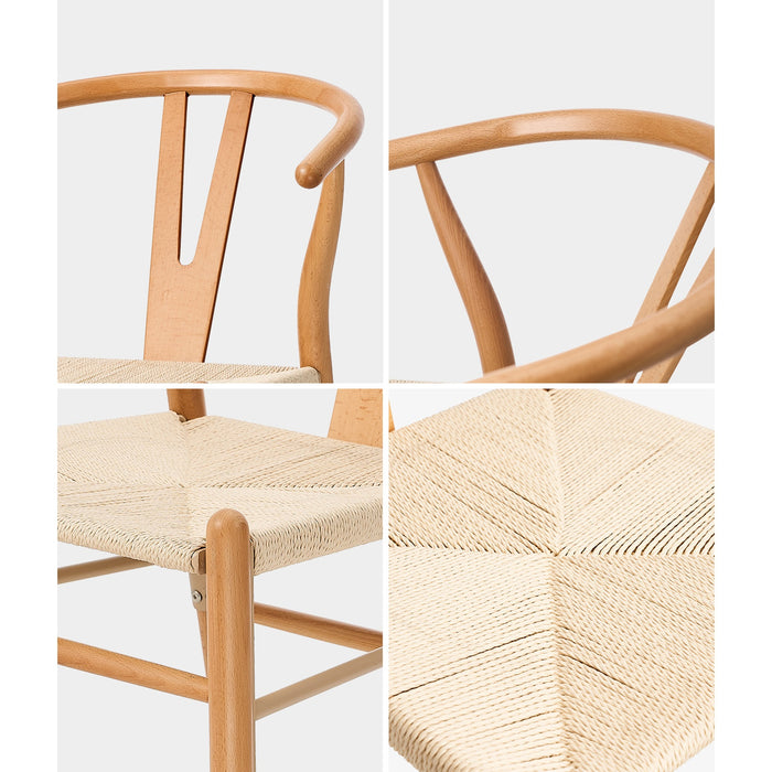 Set Of 6 Wooden Dining Chair Cafe Lounge Seat Wishbone Shaped Chair