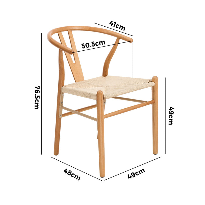 Set Of 8 Wooden Dining Chair Cafe Lounge Seat Wishbone Shaped Chair