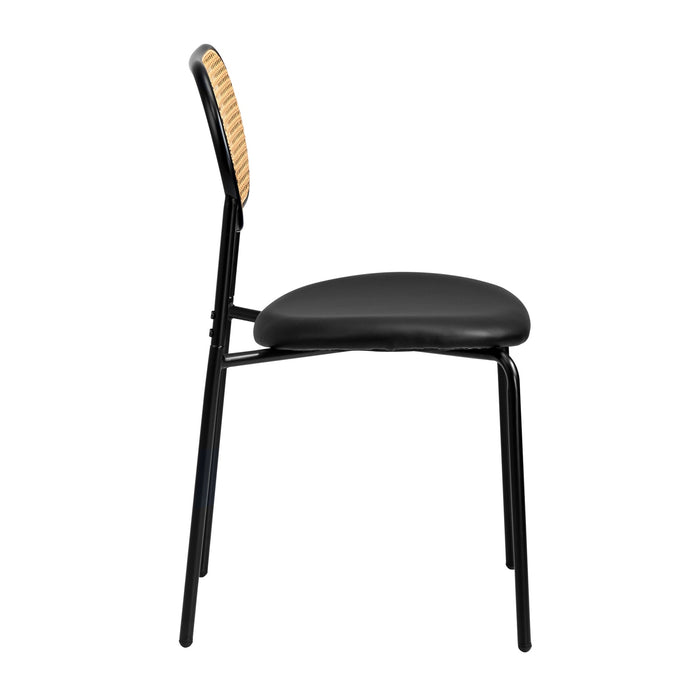 4Pcs Dining Chair Accent Chairs Rattan Furniture Pu Leather Black