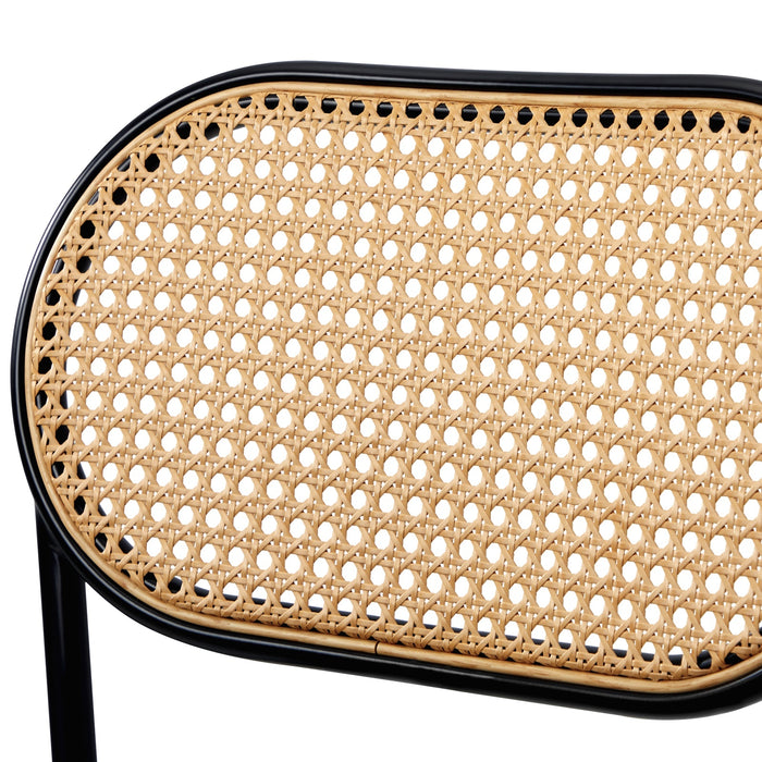 6Pcs Dining Chair Accent Chairs Rattan Furniture Pu Leather Black