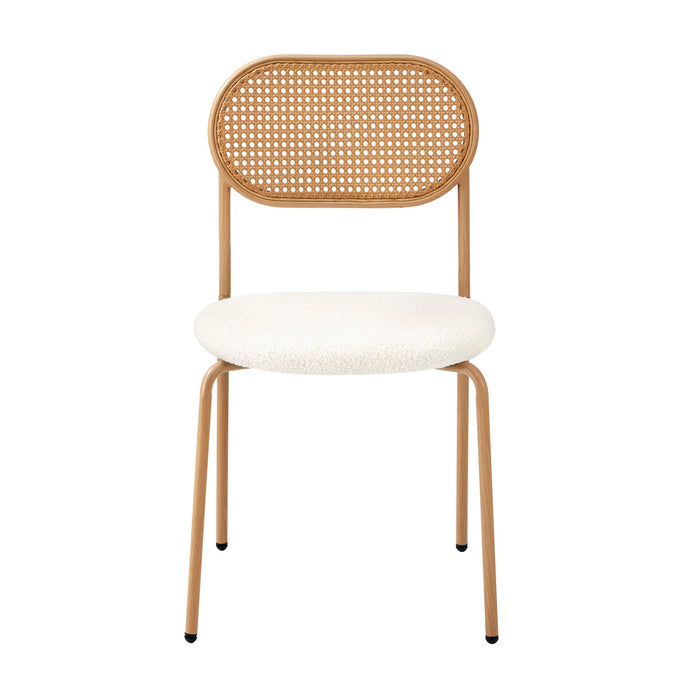 2Pcs Dining Chair Accent Chairs Rattan Furniture Sherpa White