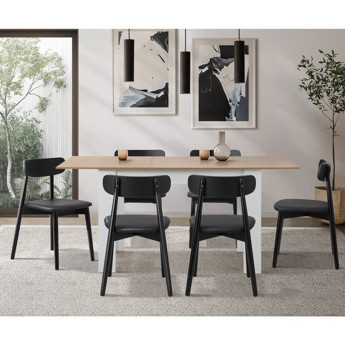 2X Dining Chairs Kitchen Chair Pu Leather Solid Wood Cafe Lounge Black