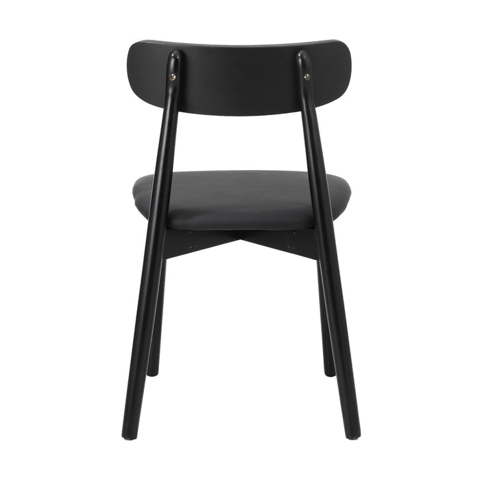 2X Dining Chairs Kitchen Chair Pu Leather Solid Wood Cafe Lounge Black