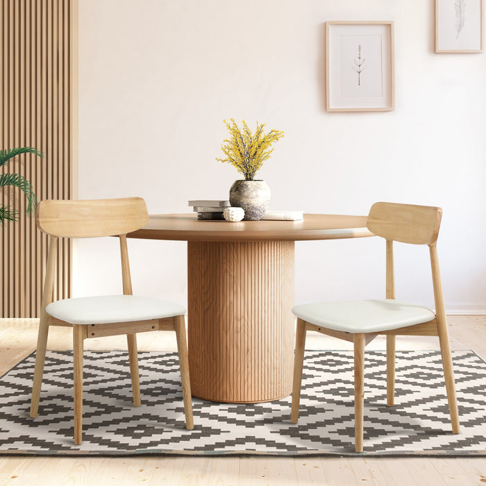2X Dining Chairs Kitchen Chair Pu Leather Solid Wood Cafe Lounge Beige