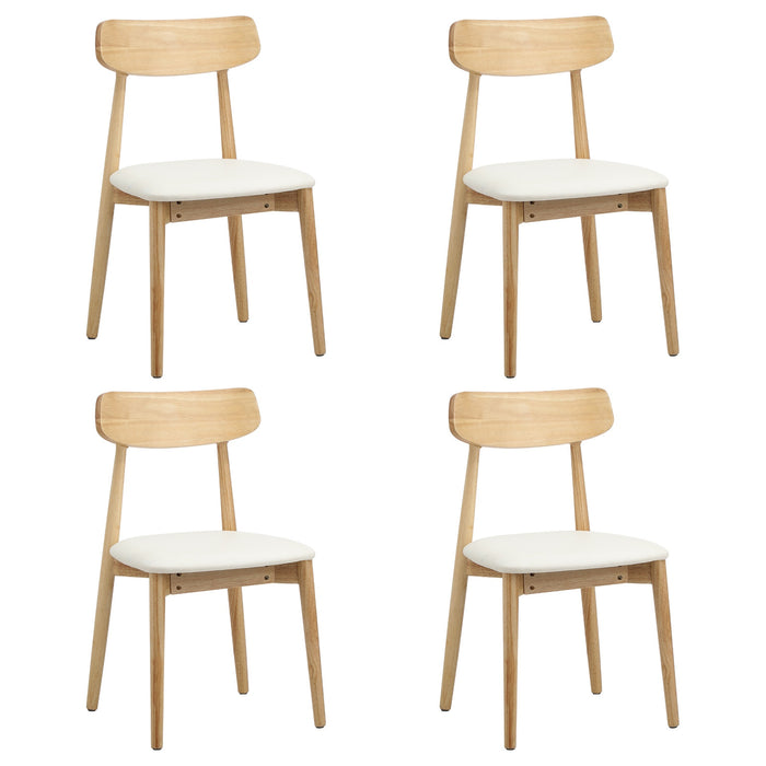4X Dining Chairs Kitchen Chair Pu Leather Solid Wood Cafe Lounge Beige