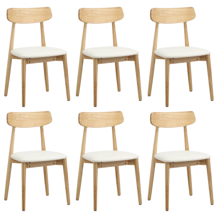 6X Dining Chairs Kitchen Chair Pu Leather Solid Wood Cafe Lounge Beige