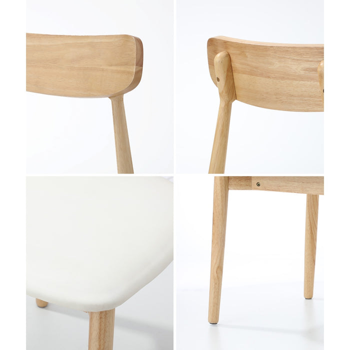 6X Dining Chairs Kitchen Chair Pu Leather Solid Wood Cafe Lounge Beige